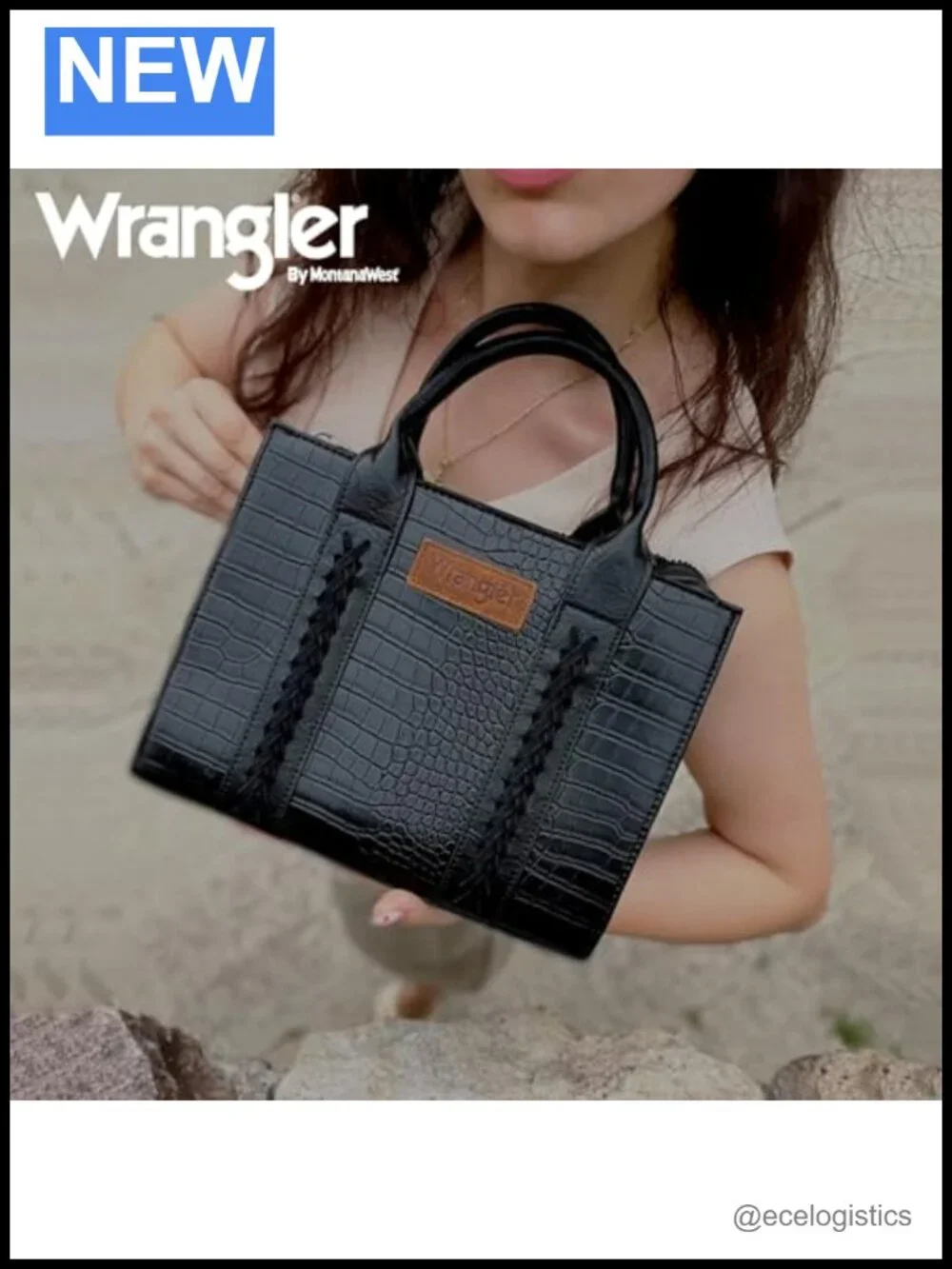 Wrangler Tote Bag and RFID Blocking Wallet Set, Faux Leather Western